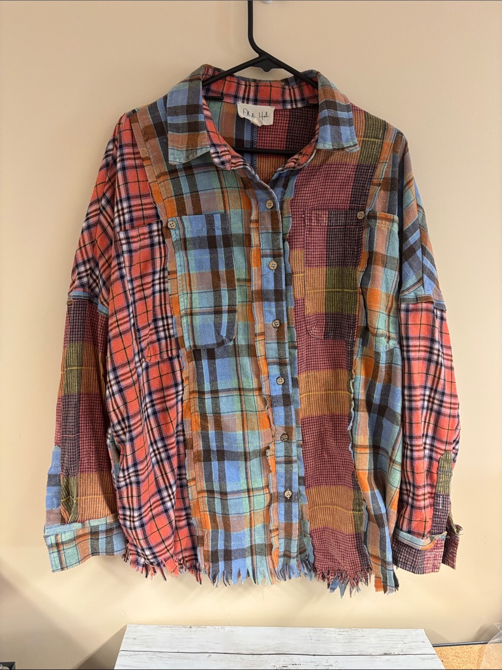 Oli & Hali flannel Multi Patchwork Plaid Button-Down Shirt small